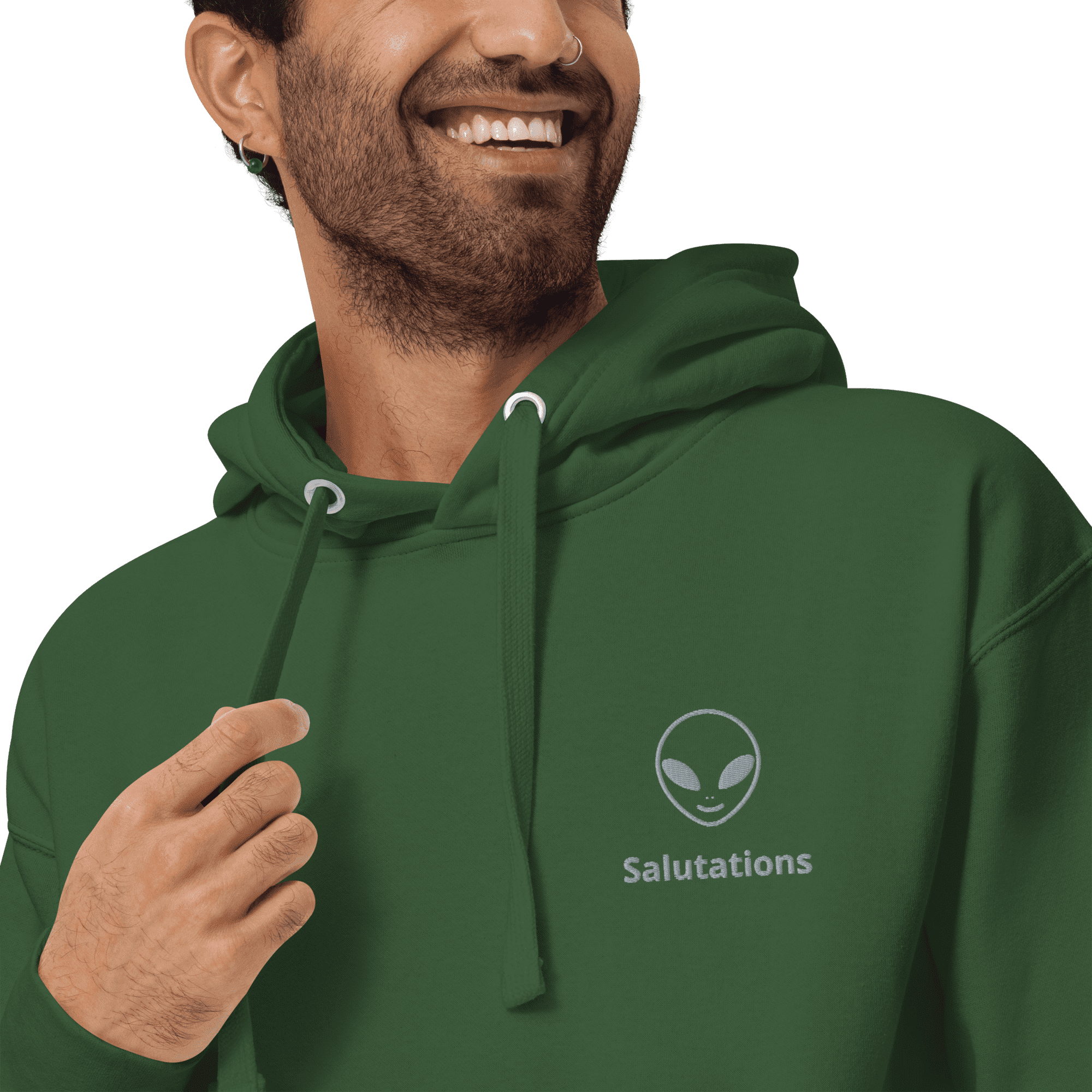 Quirky Salutations Earthlings Alien Hoodie A Must Have for Sci Fi WittyBin