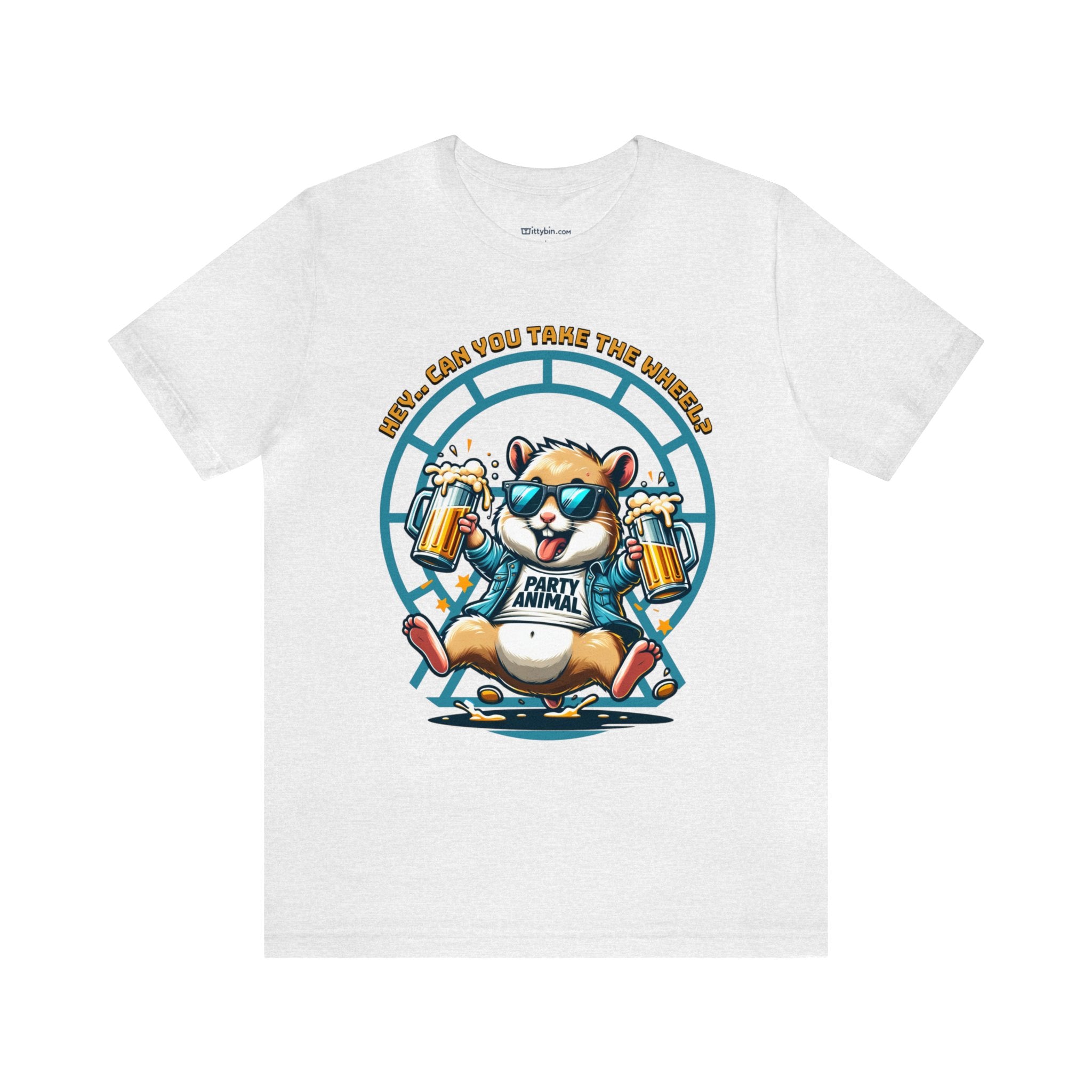 &quot;Fun &#39;Hey... Can You Take the Wheel&#39; Hamster Tee - Ideal for Party Lovers and Animal Humor Fans&quot;