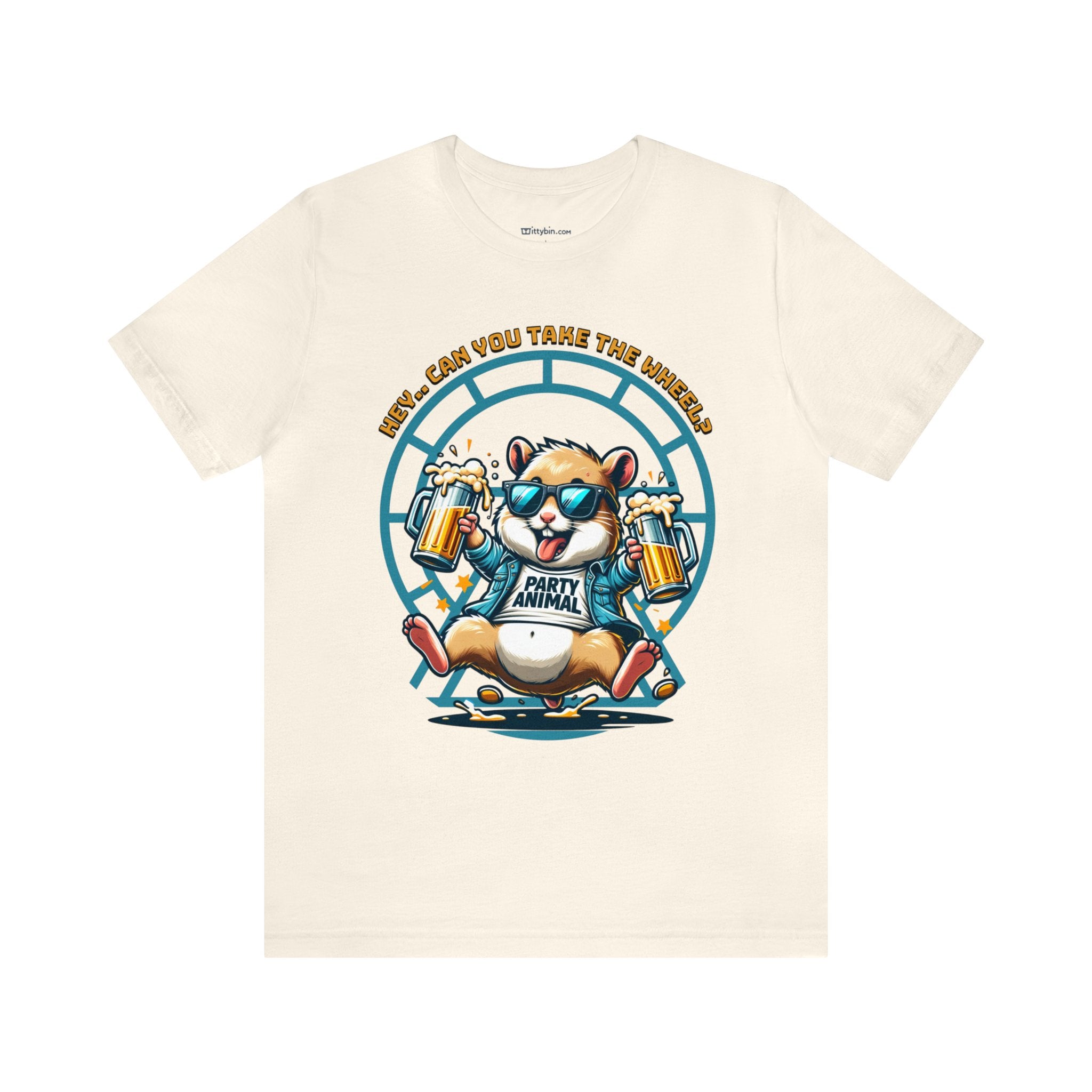 &quot;Fun &#39;Hey... Can You Take the Wheel&#39; Hamster Tee - Ideal for Party Lovers and Animal Humor Fans&quot;