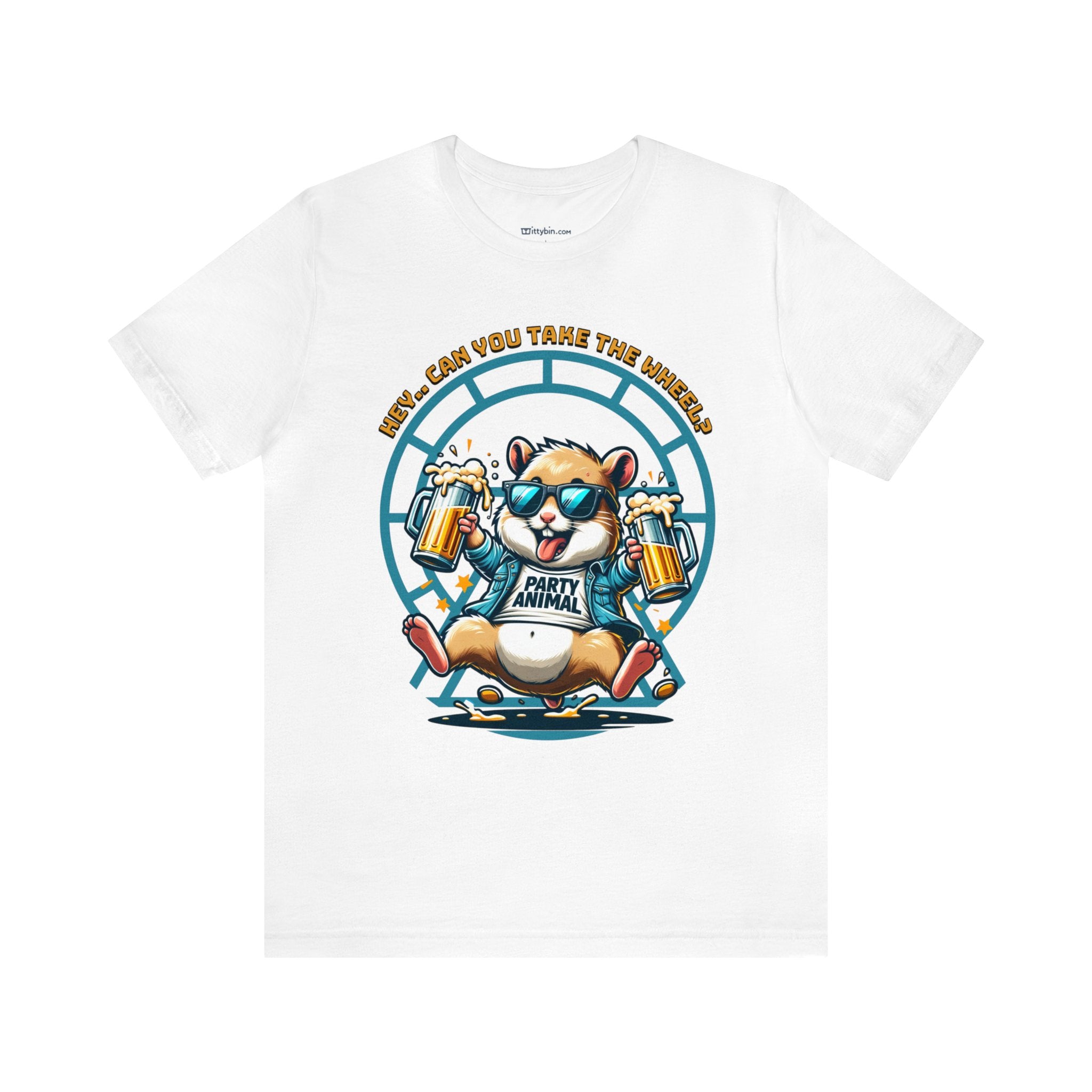 &quot;Fun &#39;Hey... Can You Take the Wheel&#39; Hamster Tee - Ideal for Party Lovers and Animal Humor Fans&quot;