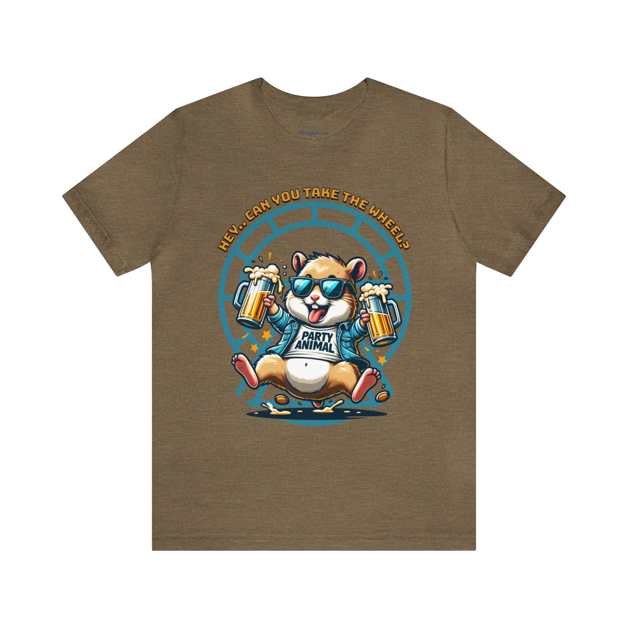 &quot;Fun &#39;Hey... Can You Take the Wheel&#39; Hamster Tee - Ideal for Party Lovers and Animal Humor Fans&quot;