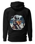 "Quirky 'Salutations Earthlings' Alien Hoodie - A Must-Have for Sci-Fi Humor Enthusiasts"