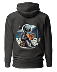 "Quirky 'Salutations Earthlings' Alien Hoodie - A Must-Have for Sci-Fi Humor Enthusiasts"